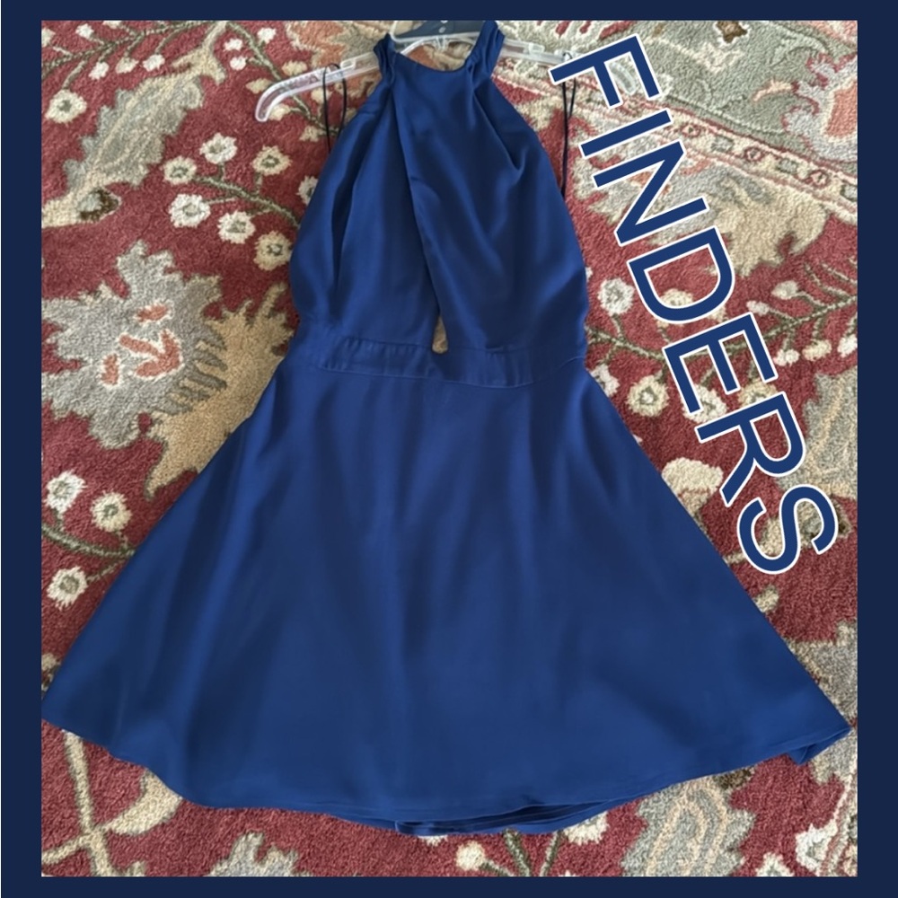 FINDERS ~ Elegant Navy Halter Backless Short Dress Sz